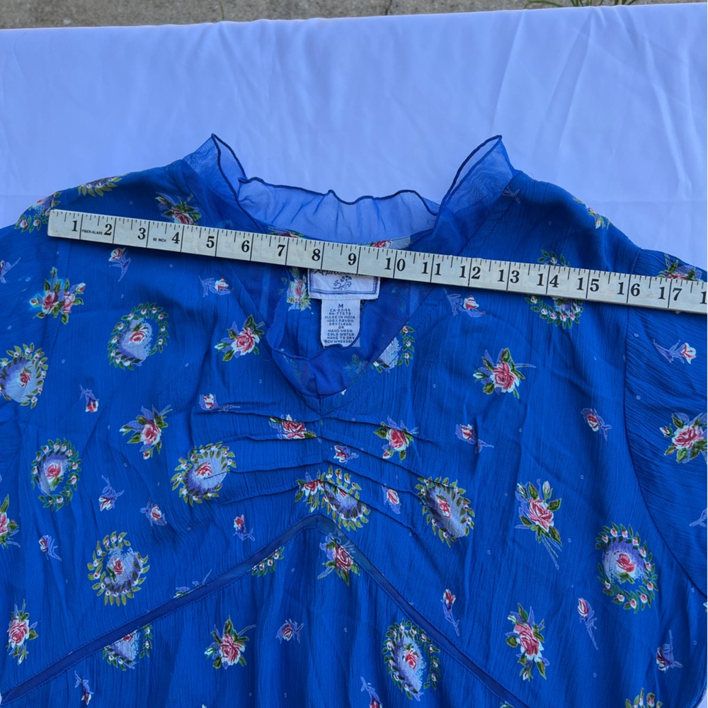 Vintage 90s April Cornell blue floral rayon dress NWT medium - Picture 13 of 17